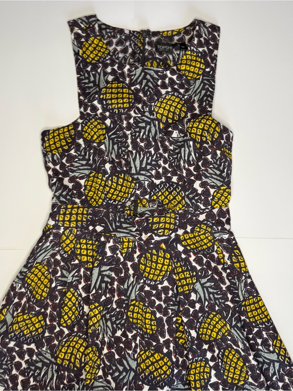 Topshop Yellow Pineapple Print Asymmetrical Women's Dress